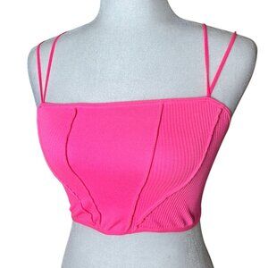 Out From Under for URBAN OUTFITTERS Hot Neon Pink Ribbed Bralette Top Size XS/S